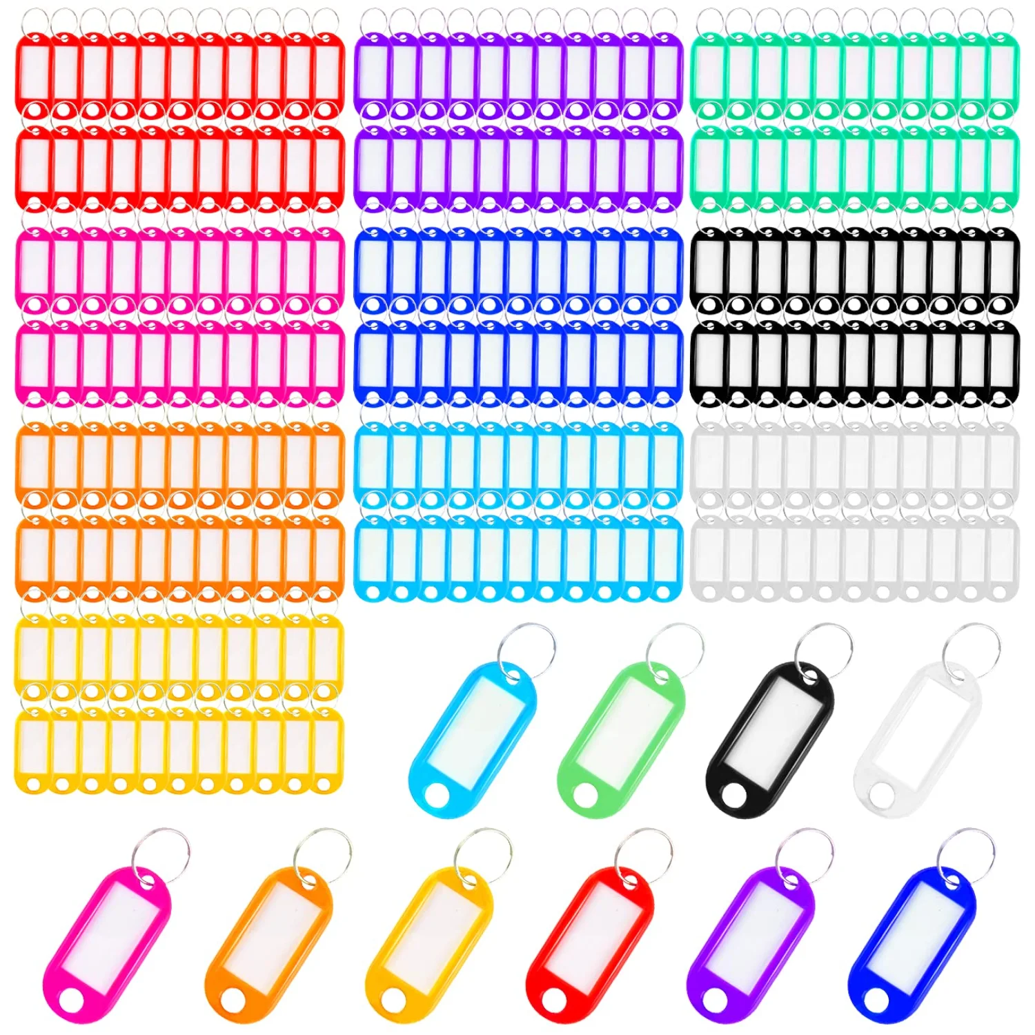 

10-100PCS Coloful Key Tags Plastic Split Key Ring Paper Labels Windows Flexible Key Organizer DIY Item Identifiers Luggage Tag