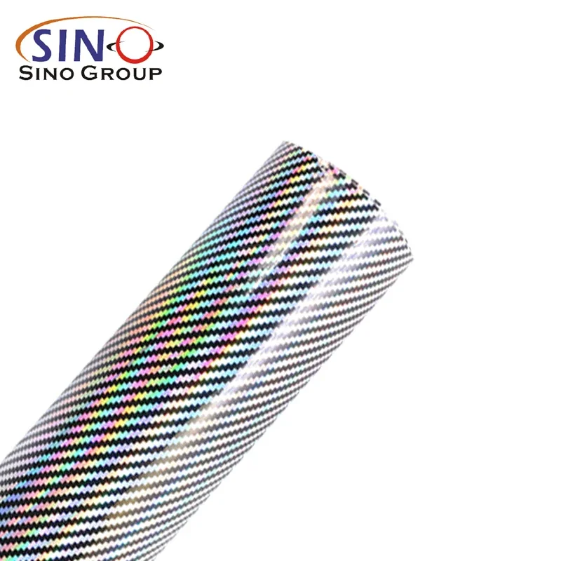 New Arrival Chrome Rainbow Holographic Laser Air Bubble Channel 2D Carbon Fiber Car Body Wrap Vinyl Film For CAMRY