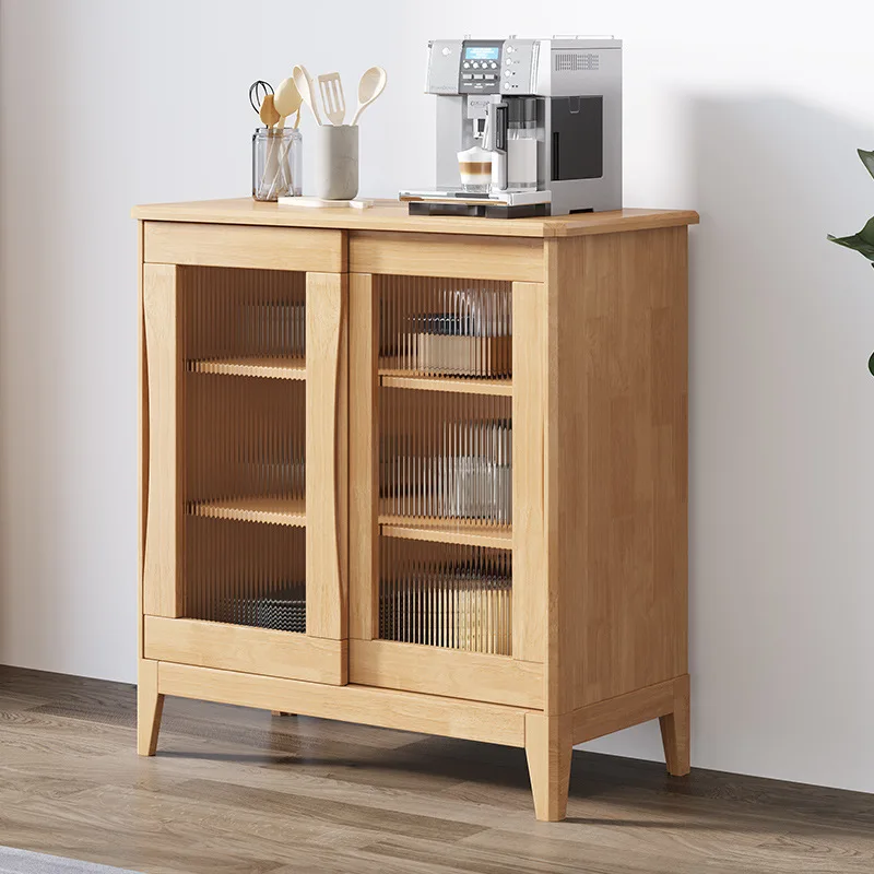 

Nordic solid wood dining side cabinet small apartment cabinet storage kitchen locker living room oak tea cabinet log side