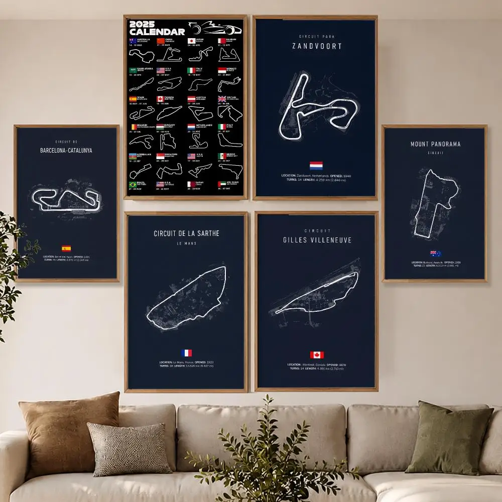 Racing Track Nurburgring Monaco Imola Track Poster Modern Aesthetic Wall Art Poster Home Bar Cafe Decor Gift