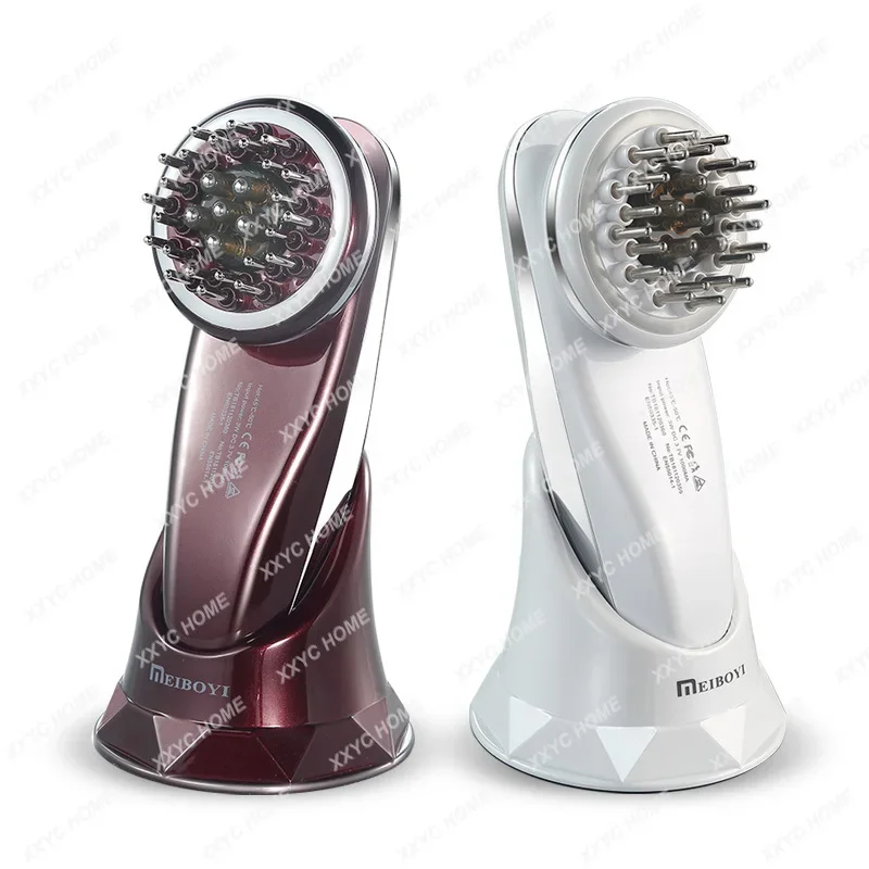 Scalp electric medicine applicator micro-current red and blue light hair comb, head massage meridian device