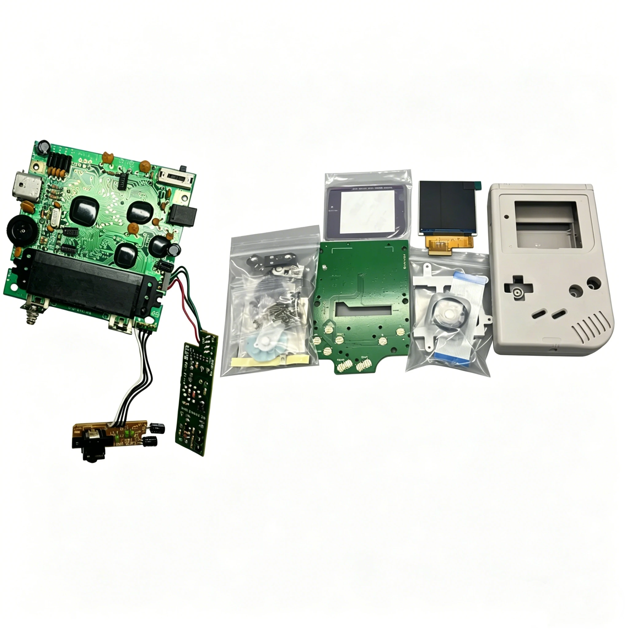 GB Handheld Game Console Accessory Kit 2.6/2.45 Inch IPS LCD Screen+GB DMG Motherboard+New Replacement Shell for Game Boy DMG