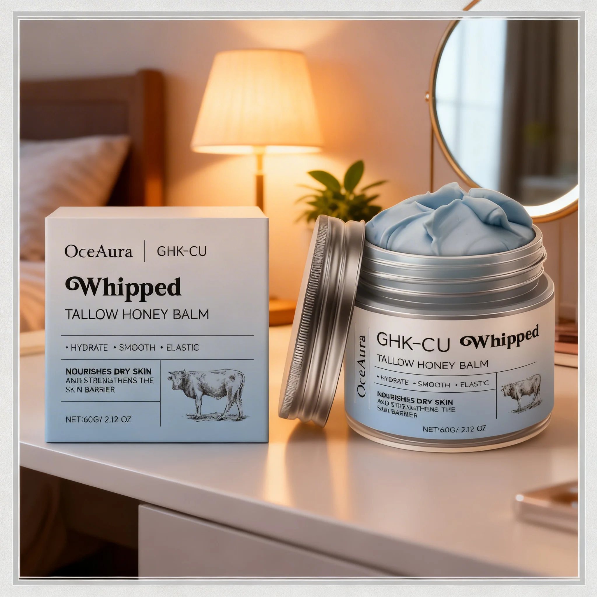 1/3/5pcs Copper Peptides GHK-Cu Beef Tallow for Skin Blue Balm Manuka Honey Face and Body Moisturizer for Mature Skin Care 60g