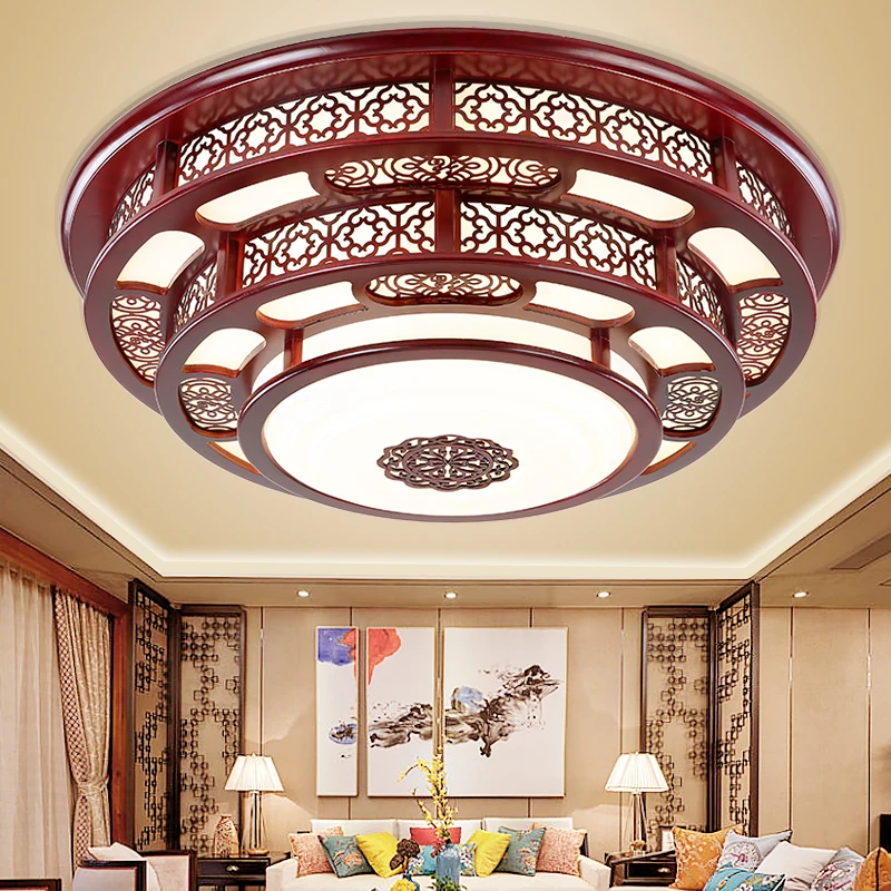 New Chinese ceiling lamp rotunda Chinese style solid wood office large size lamp living room main lamp headlamp