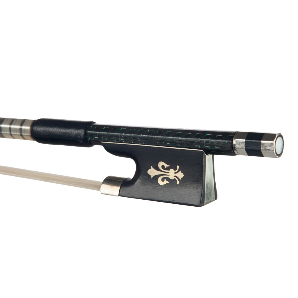 LOOK Master 4/4 Carbon Fiber Violin Bow Green Silk Braided Carbon Fiber Stick Cupronickel Mounted Ebony Frog Durable Use