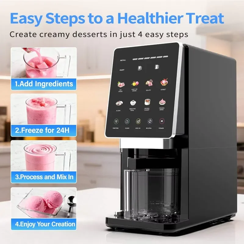 Smart Touch Screen LCD Screen Gelato Slushie Maker Ice Cream Digital Slushie Frozen for Home Use