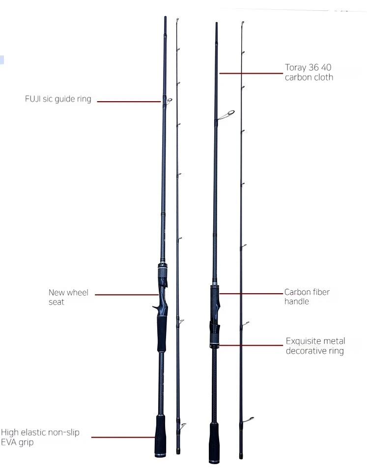 

OEM 2 Carbon Fabric Handle Toray 36+40T Offshore Cast Marine Fishing Rod Hard Fishing Rod Fujifilm Sic Guide Ring
