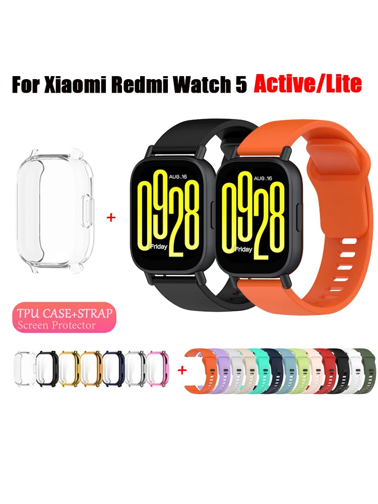 

Case+strap For Xiaomi Redmi Watch 5 Active/Lite accessories All-around Bumper Shell Soft screen Protector Cover and band