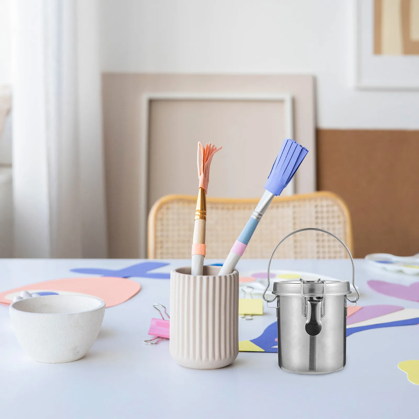 

1Pcs Painting Brush Washing Container Stainless Steel High Quality Pen Washer Paintbrush Cleaning Bucket Painting Brush Washer