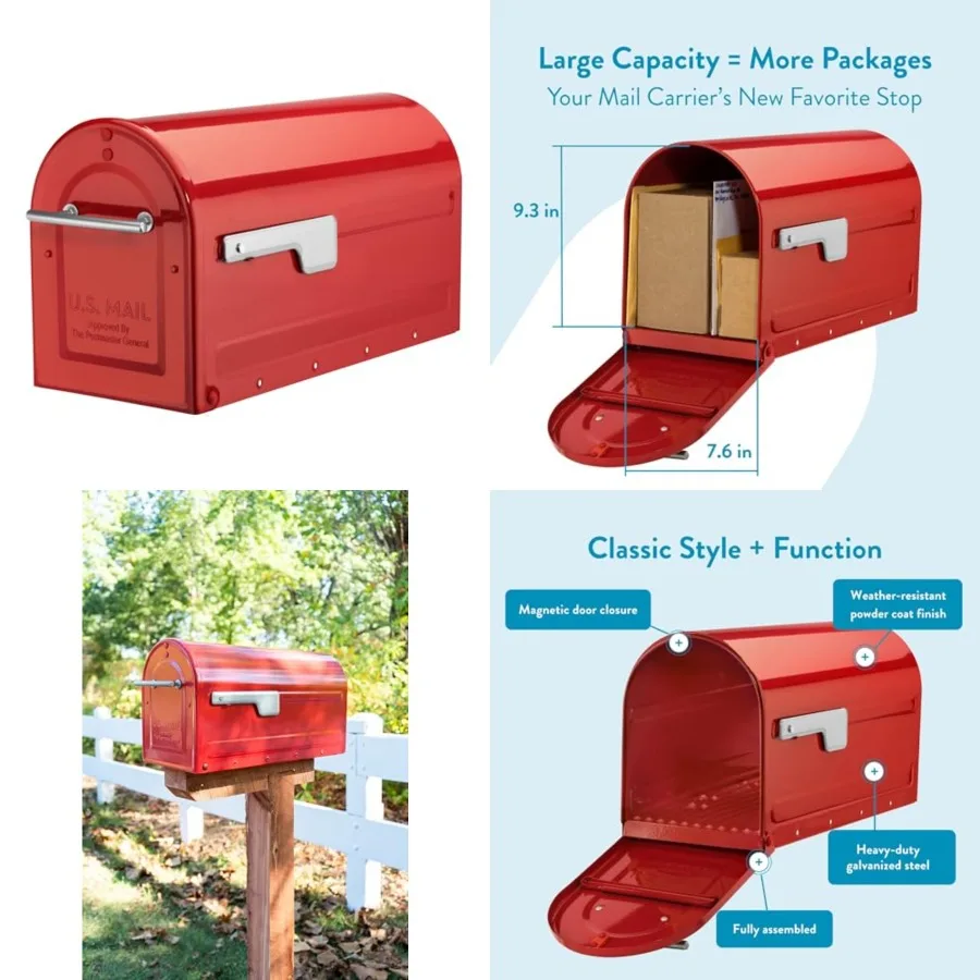 

Boulder Mailbox 7900-7R-SR Mailboxes Outdoor Wall Mount Mailbox Rust Resistant Black