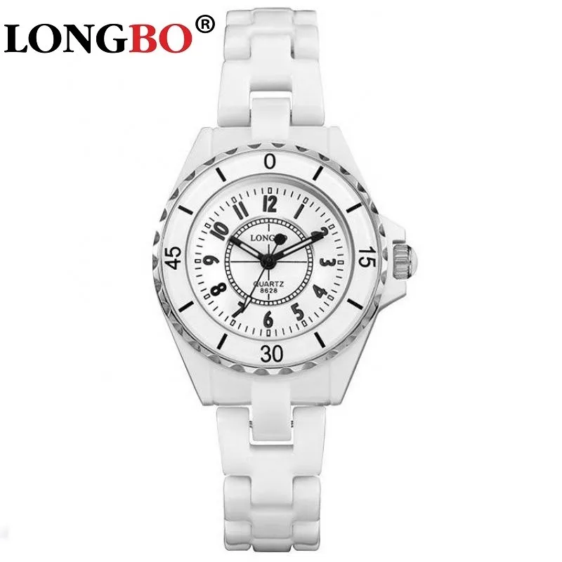 Longbo For Women Watch Casual Ceramic Band Fashion Geneva Female Lady Quartz Wristwatch Waterproof Zircon Diamond Relojes Mujer