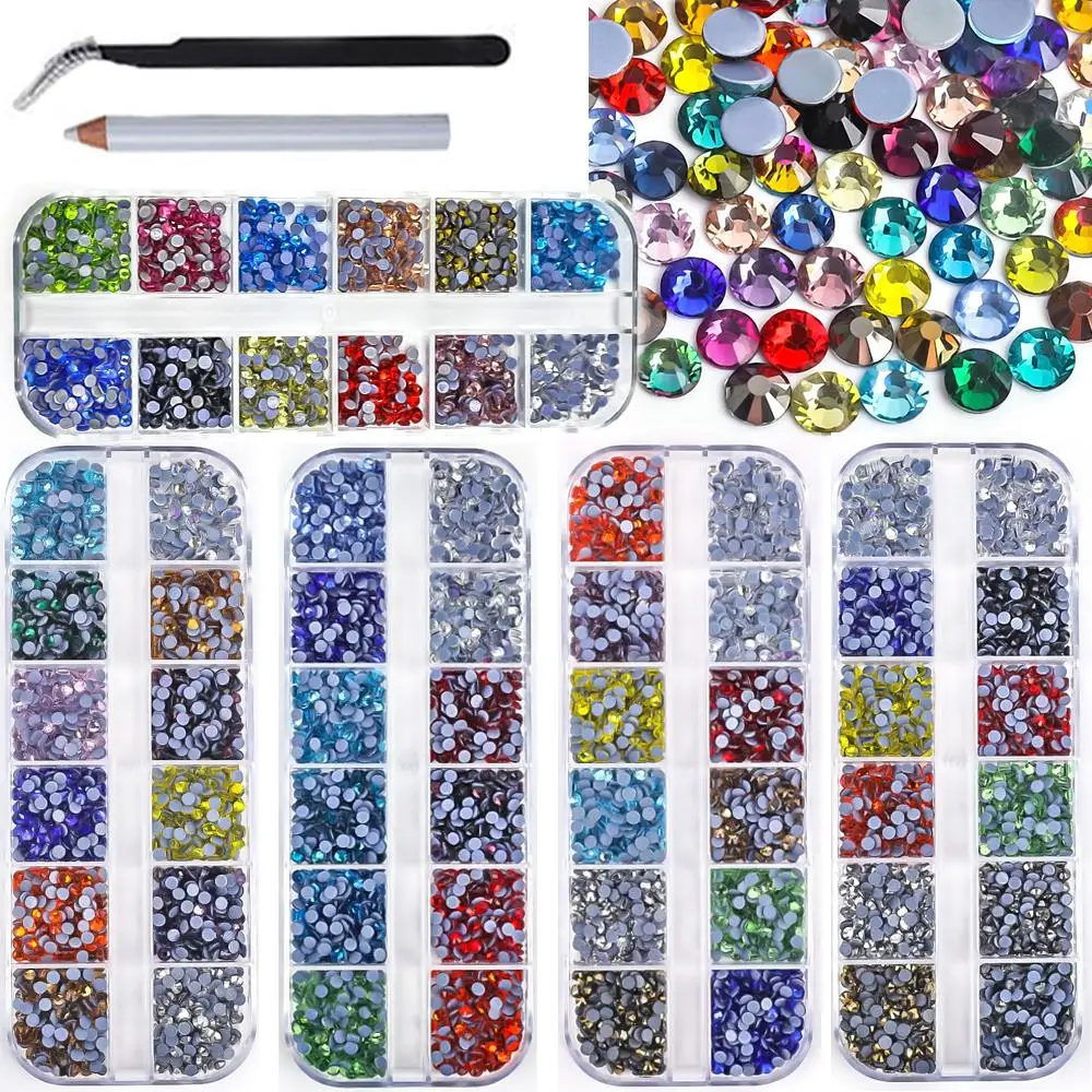 Hot Fix Rhinestones 720Pcs-2000Pcs/Box Mix Color Glass Crystal Hotfix Rhinestone for Clothing Hot Fix Rhinestones Decoration Diy