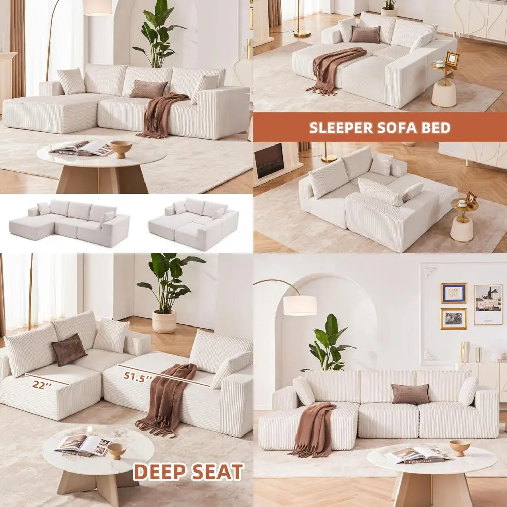 

108-дюймовый модульный диван-секционный, модульный диван Cloud с глубоким сиденьем, модульный L-образный диван с оттоманкой, обитые диваны Bonel