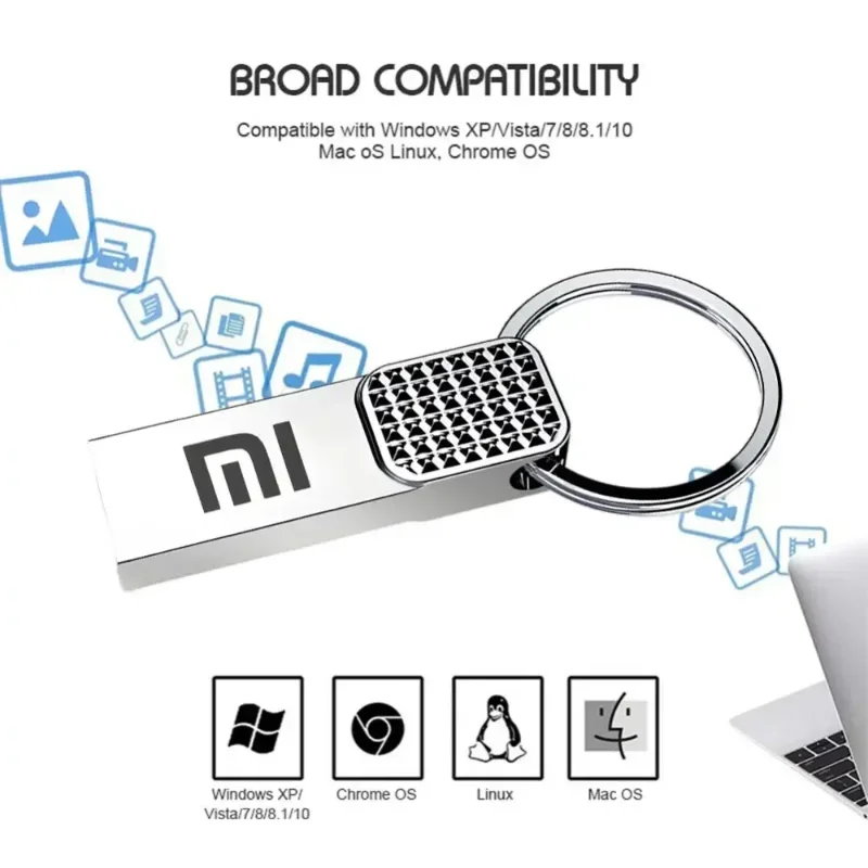 محرك فلاش أصلي من Xiaomi 2 تيرا بايت USB 3.2 محرك قلم عالي السرعة 1 تيرا بايت معدني مقاوم للماء من النوع C ذاكرة USB لأجهزة تخزين الكمبيوتر