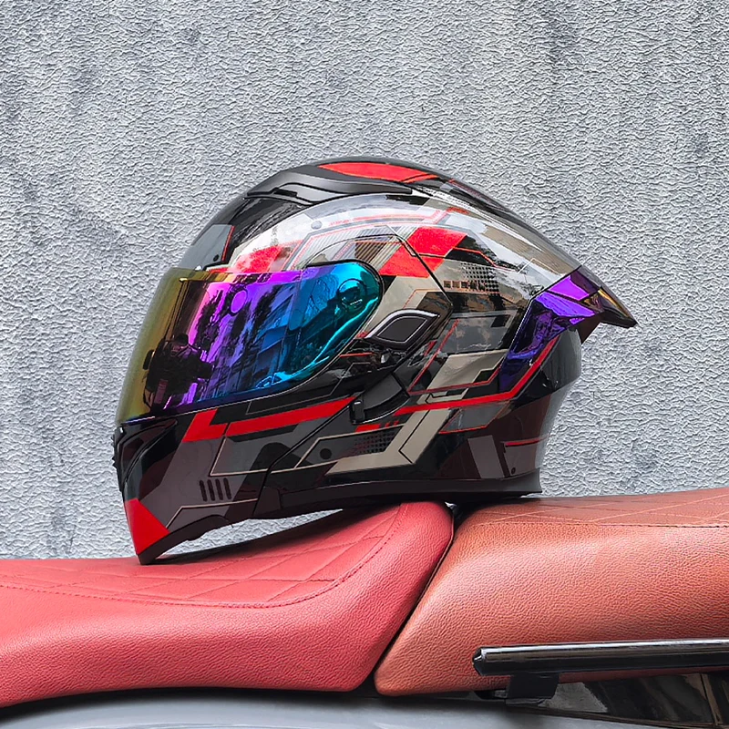 خوذة جديدة مفتوحة الوجه للدراجة النارية ORZ-169 مع جناح ذيل كبير وخوذة بغطاء قلاب، مناسبة لجميع المواسم #2