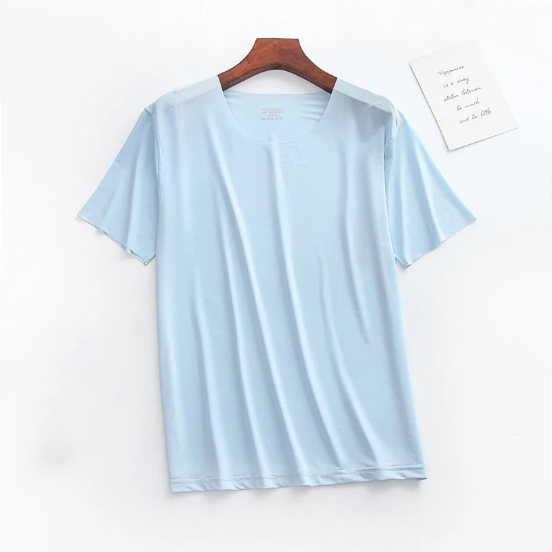 Plus Size Men\'s Tank Tops Mens Summer Seamless Short Sleeves Undershirts Male Bodybuilding Casual Elastic T-Shirt Tops Hombre