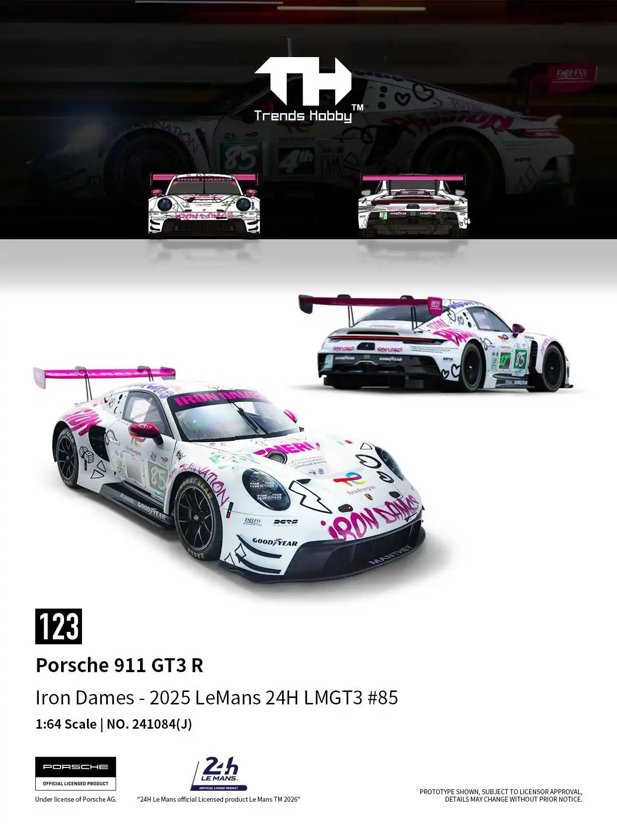 TH-Trends Hobby 1/64 Porsche 911 GT3 R EMA Motorsport- 2024 LeMans 24H LMGT3 Sieger # 91 Abnehmbarer Bezug Auto-Modell aus Zinkdruckguss – Detail 9