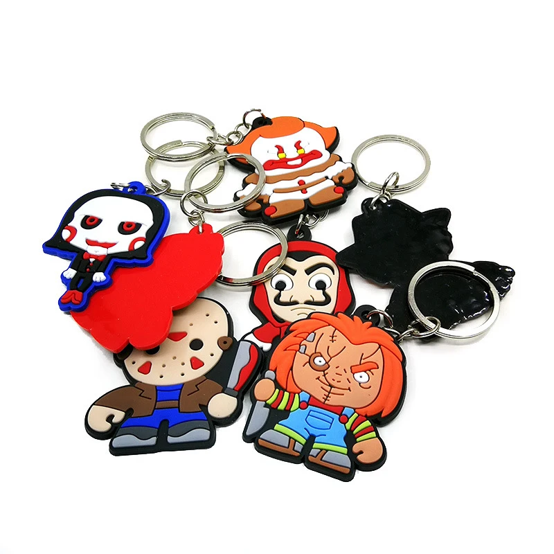 New Design Key Chain Horror Movies Cartoon Pattern Key Holder Funny Rings Charms for Kids Children Bag Trinket Gift 2023