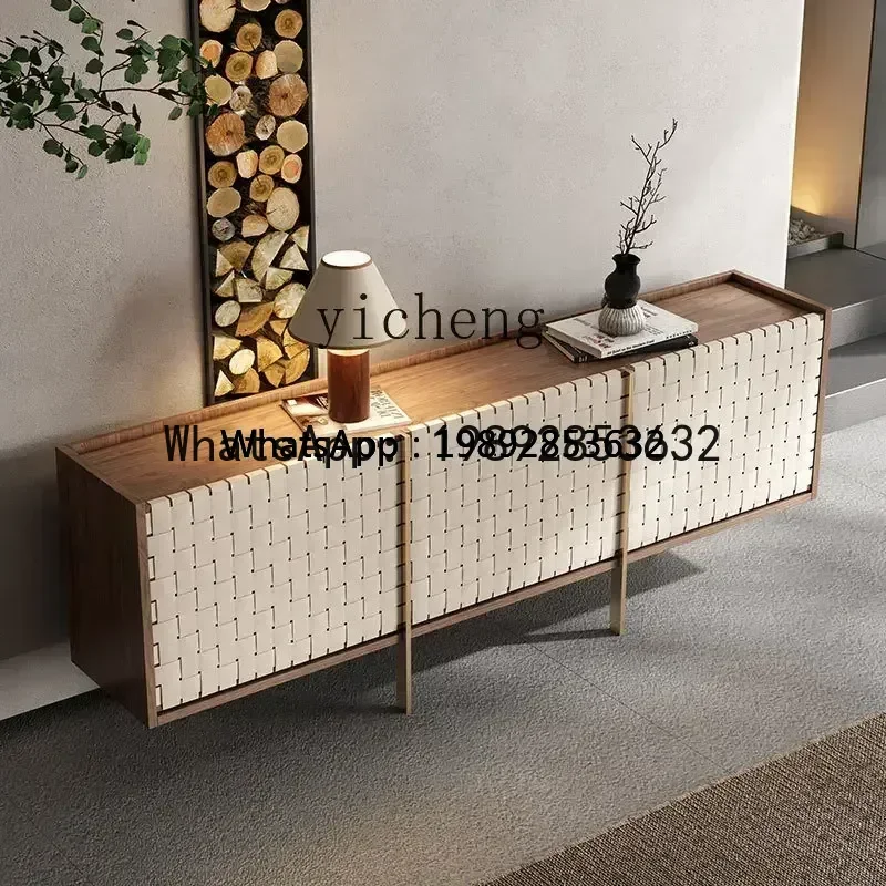 

L1 Nordic Light Luxury Walnut Side Cabinet Locker Modern Simple Entrance Cabinet