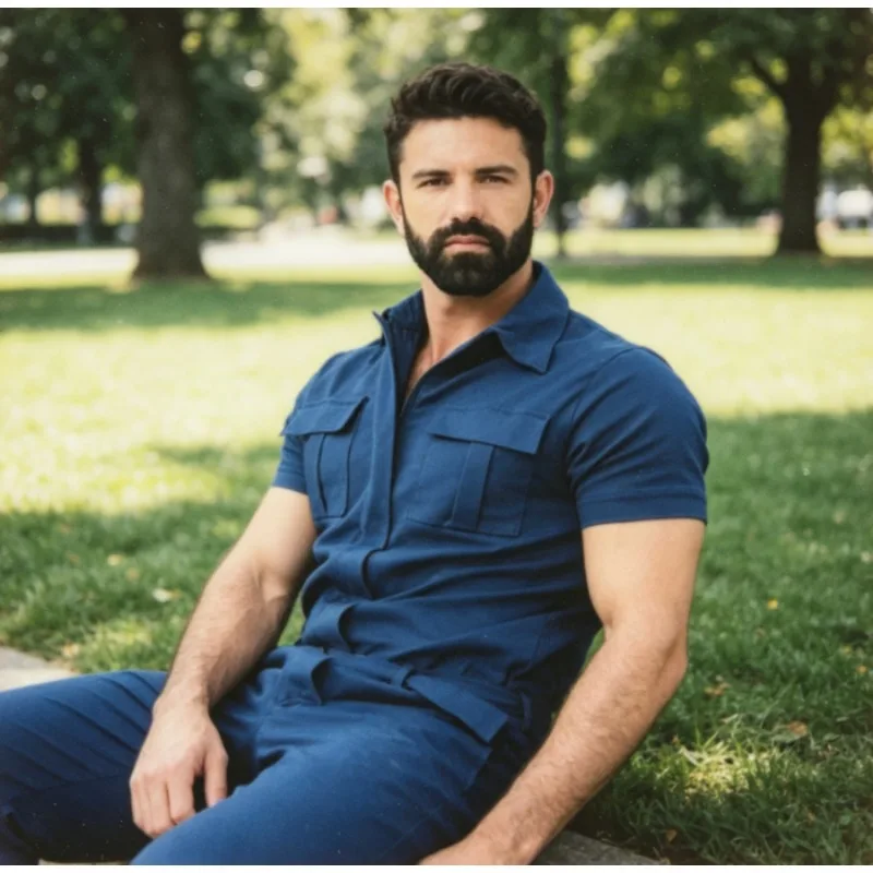 

2026 New Men‘s Cargo Jumpsuit Belted Loose Fit Workwear with Pockets Lightweight & Comfortable Ideal for Daily Casual