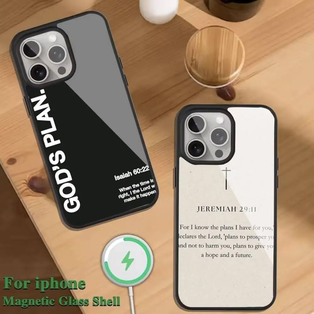 

Gods Plan Jesus Bible Verse Phone Case For Magnetic Wireless Charge Cover For iphone 16 15 14 13 12 11 Pro Max Plus Coque
