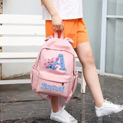 Stitch Disney Girls Backpack Student Knapsack Letter A-Z School Bags Cartoon Anime Leisure Travel Bag Kids Birthday Cute Gifts