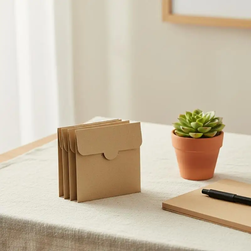 

Eco-Friendly Thickened Kraft Paper Bags - Versatile Square Packaging Pouches & Envelopes, Perfect for Cards, Jewelry