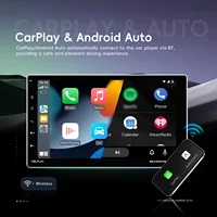 Podofo Autoradio Android 15.0 universel 9 pouces avec Carplay sans fil, écran tactile WIFI, unité centrale Android 1din, BT, DAB+, USB, caméra de recul, systèmes multimédias intelligents pour voiture 4