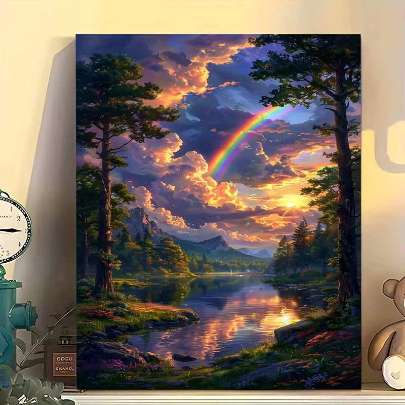 

500/1000/1200/2000PCS Puzzles for Adults Rainbows in The Forest After Rain,Jigsaw Puzzles Brain Challenge Game Gift Home Decor
