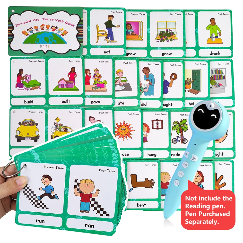 Tarjetas de idiomas para niños, tarjetas Flash de aprendizaje en inglés, diestros, verbios tensos, Nouns, versátiles, Antonym