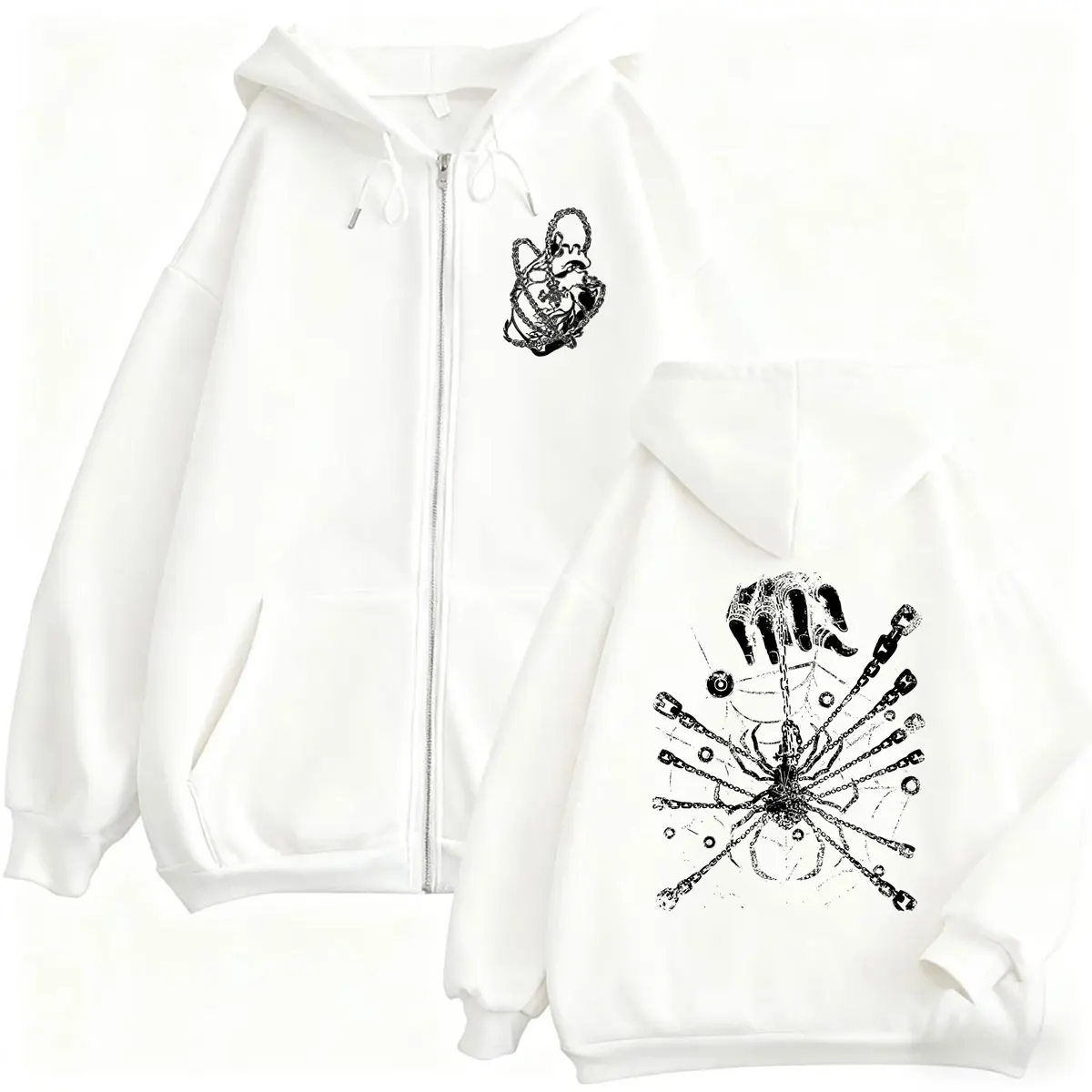 Anime Hunter X Hunter Kurapika Judgment Chain Reißverschluss-Hoodie für Herren und Damen Manga Oversized Streetwear Vintage Zip-Up Jacke Mantel – Detail 7