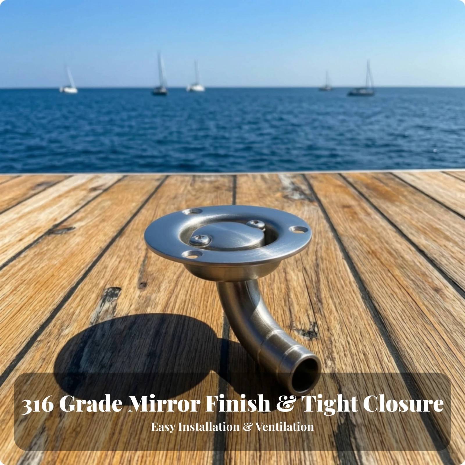 Marine Vent Elbow 90-Degree Elbow Vent with Flange Hardware Easy to Install Polished for Boats, Tanks