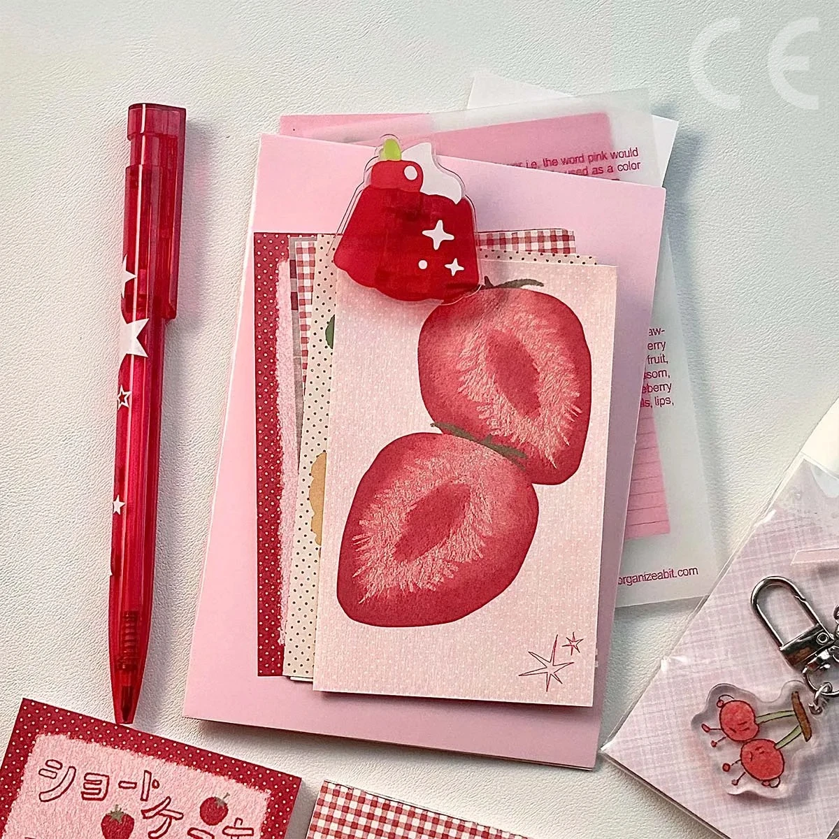 Strawberry Memo Pads Kawaii Korean Style M5 Scrapbook Paper Journal Ins Tomato Notepad Grid Base Paper Decor Supplies