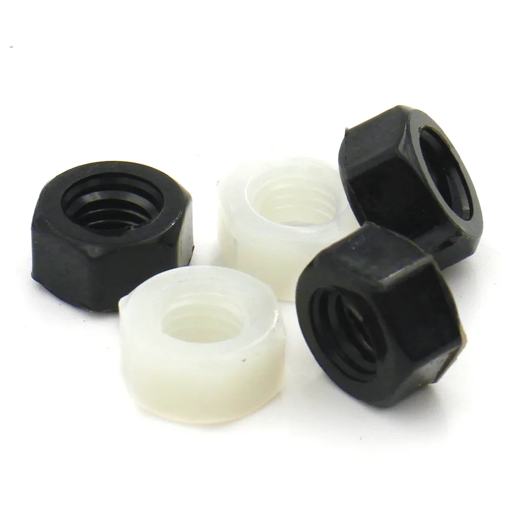 5/10/20/50pcs M2 M2.5 M3 M4 M5 M6 M8 M10 M12 M14 M16 M18 M20  DIN934 Black or White Plastic Nylon Hex Hexagon Nut