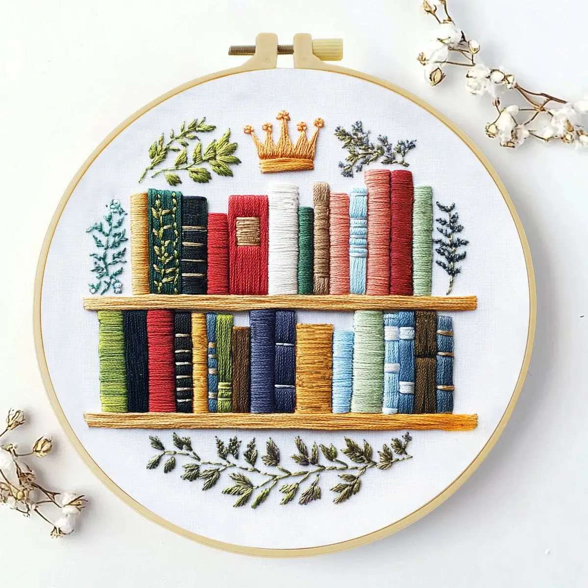 1 Stück 20X20CM/15X15CM 7,87/6,3 Zoll Bücherregal Stickerei Starter-Kit DIY-Kit DIY-Stickerei-Set Handarbeiten Malerei – Detail 2