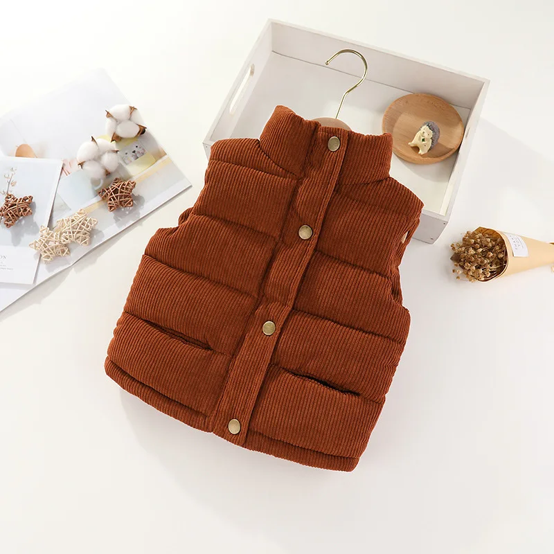 Children Warm Thicken Vest Autumn Baby Cotton Waistcoat Kids Outerwear Coat Children Clothing Boys Girls Corduroy Jackets Vest