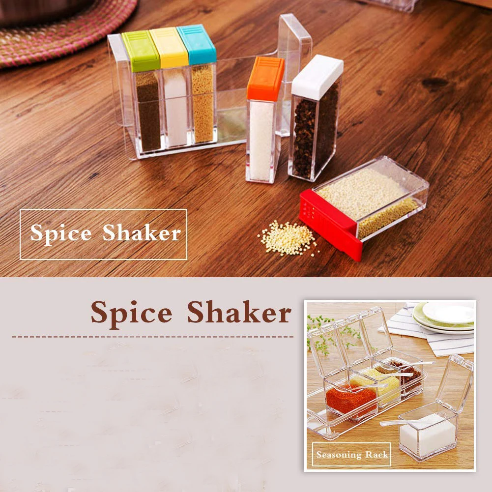 المطبخ التوابل جرة التوابل صندوق تخزين زجاجة الجرار شفافة مسحوق الملح أداة #6