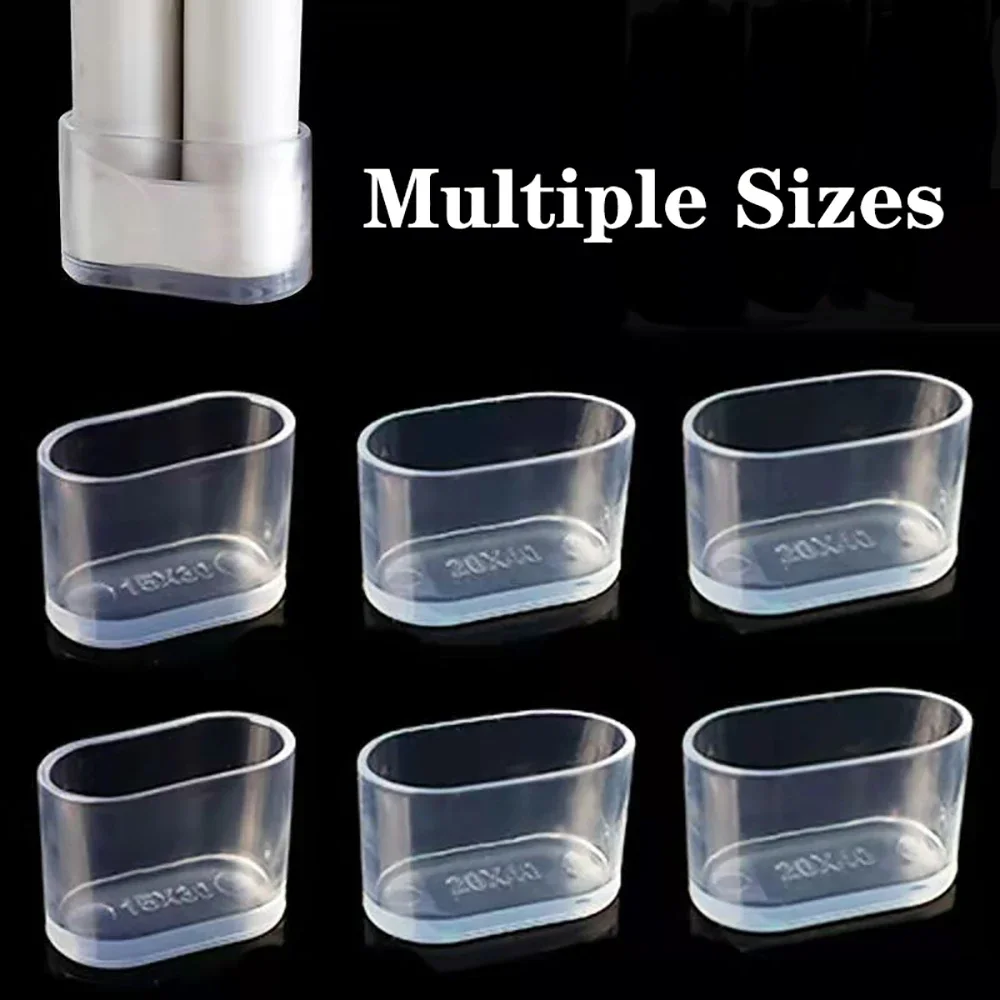 

20pcs Transparent Table Chair Leg Mat Oval Rubber Chair Table Mat Protector Foot Cover Ferrule Feet Leg