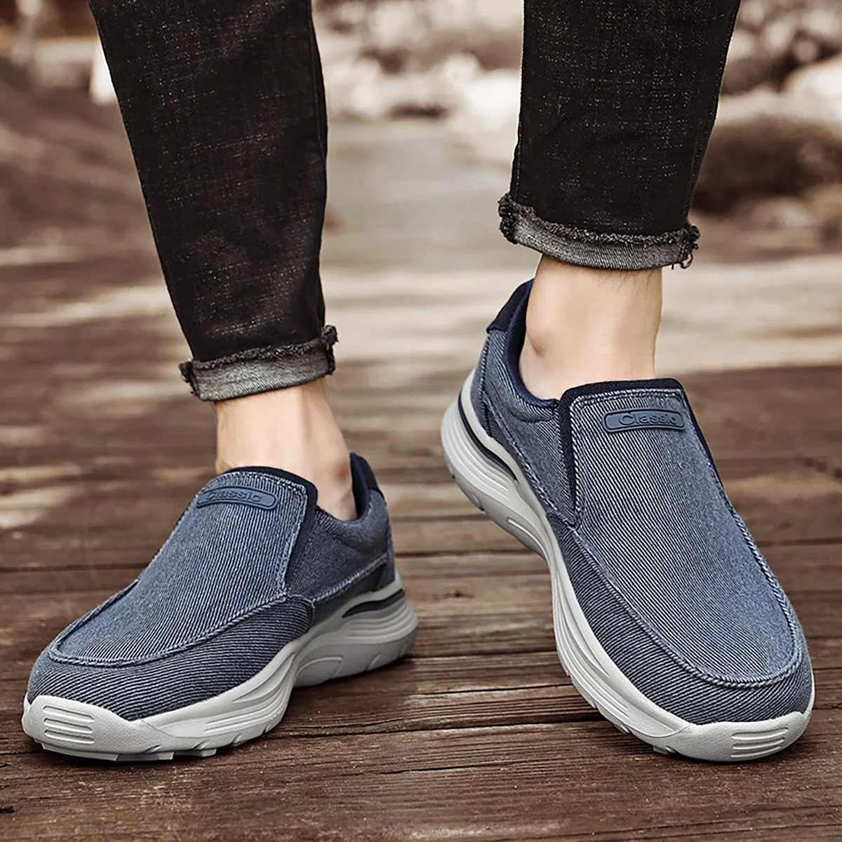 Men\'s Breathable Casual Canvas Slip Shoes Comfort Slip-on Loafer Soft Loafers Men Sneakers Lightweight Driving Boat Flats Shoes