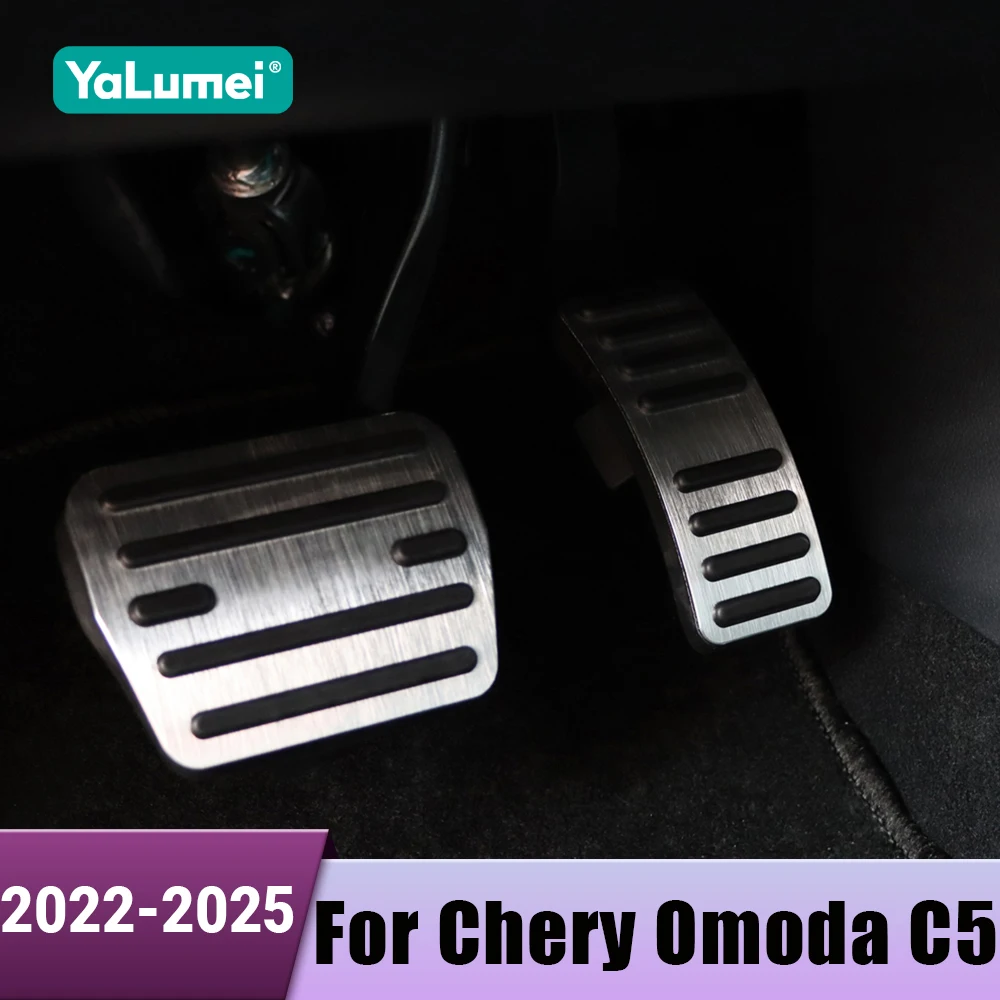 Aluminium Auto Gaspedal Bremspedal Fußstütze Pedal Platte Abdeckung Pads Für Chery Omoda 5 C5 FX 2022 2023 2024 2025 Zubehör