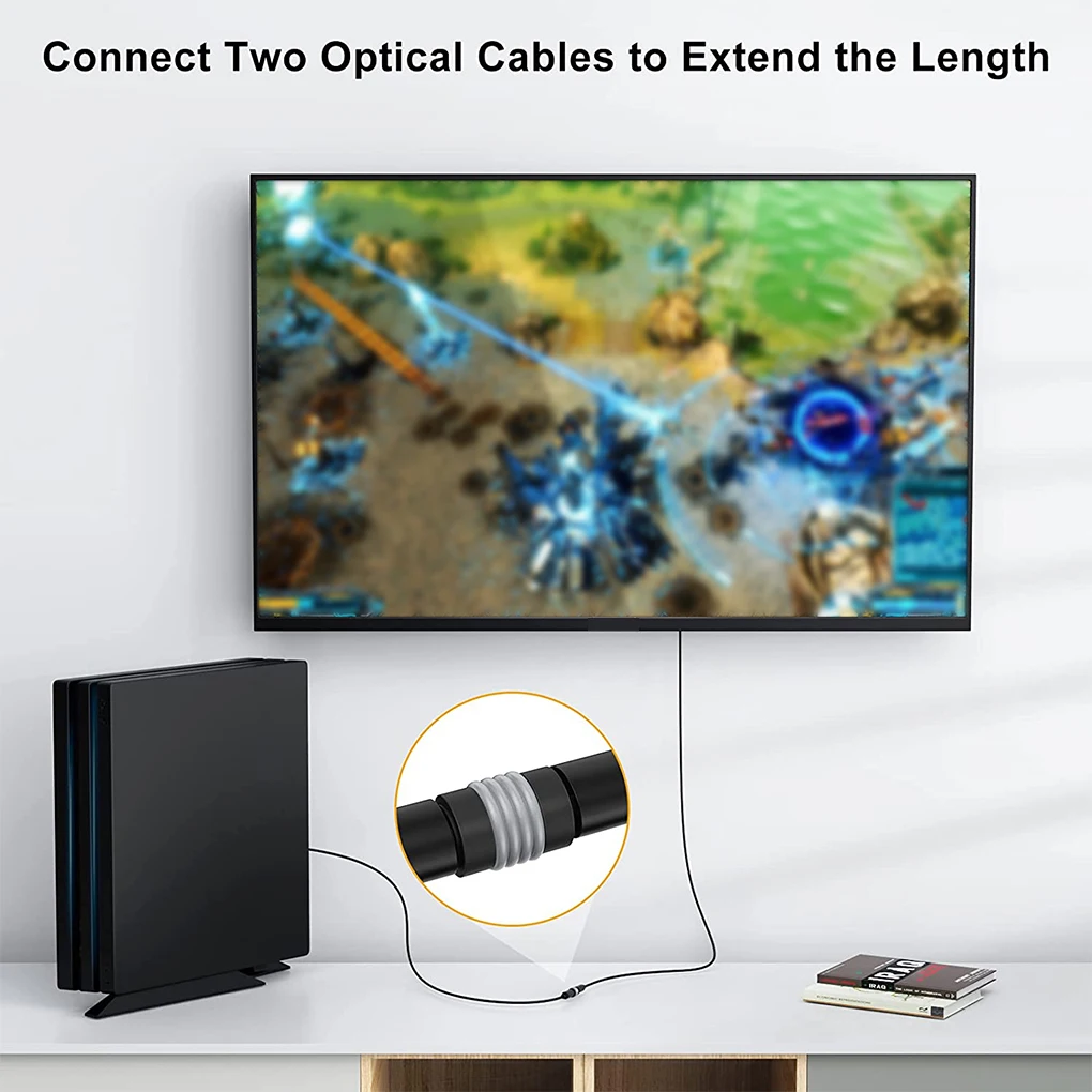 

DVD Player Digital Audio Optical Cables Adapter Portable CD Fiber Optic Cord Connector Female to Female Extender Plastic