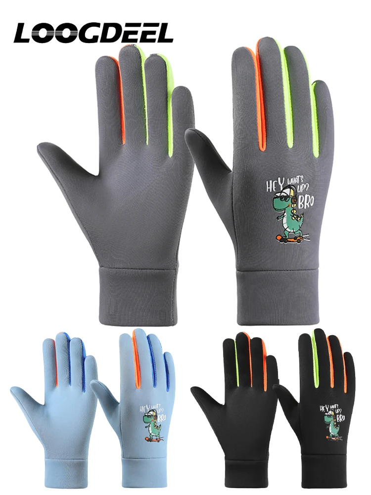 AliExpress loogdeel LOOGDEEL Autumn Winter Cartoon Boys Girls Outdoor Cycling Gloves for Children Windproof Water-Repellent Gloves Kids Warm Gloves