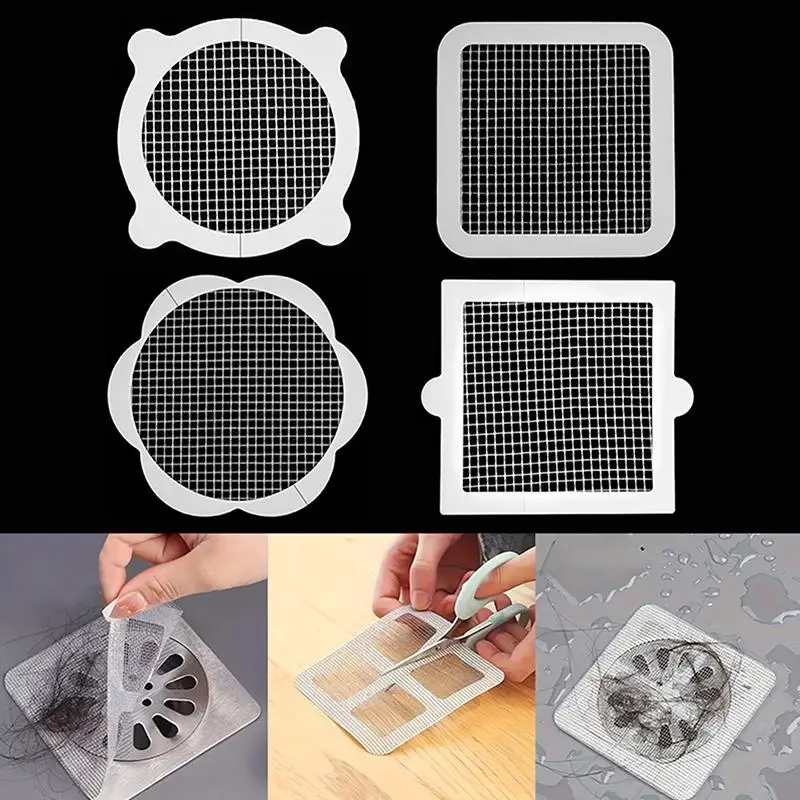 Disposable Shower Drain Hair Catcher Mesh Stickers 10/30Pcs Self Adhesive Easy Install for Bathroom Travel Hotel Use view 2