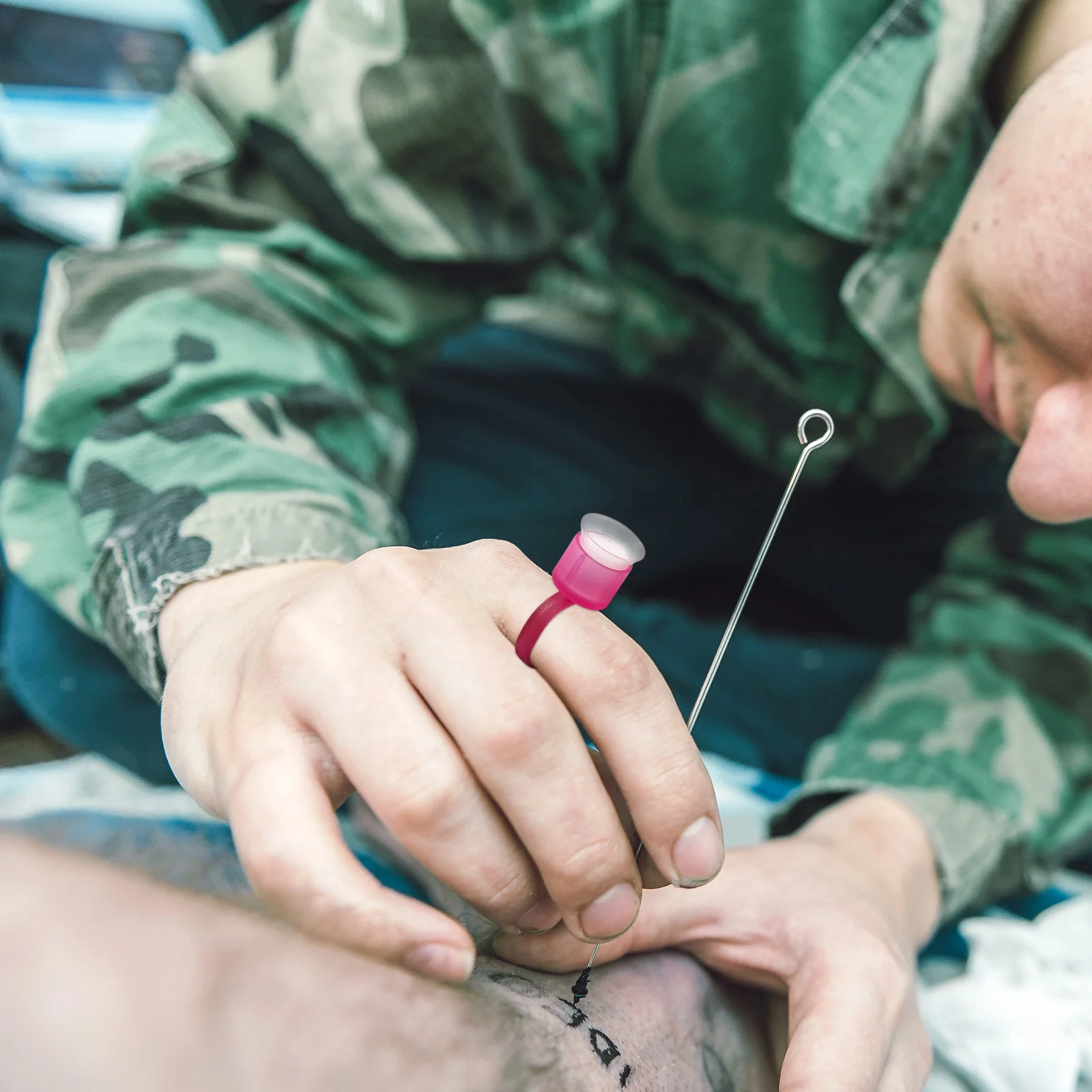 100 قطعة من إسفنجة الدانتيل المطرزة الدائري كوب حامل الصباغ المرن لملحقات الرموش حاوية الحبر الدائم #1