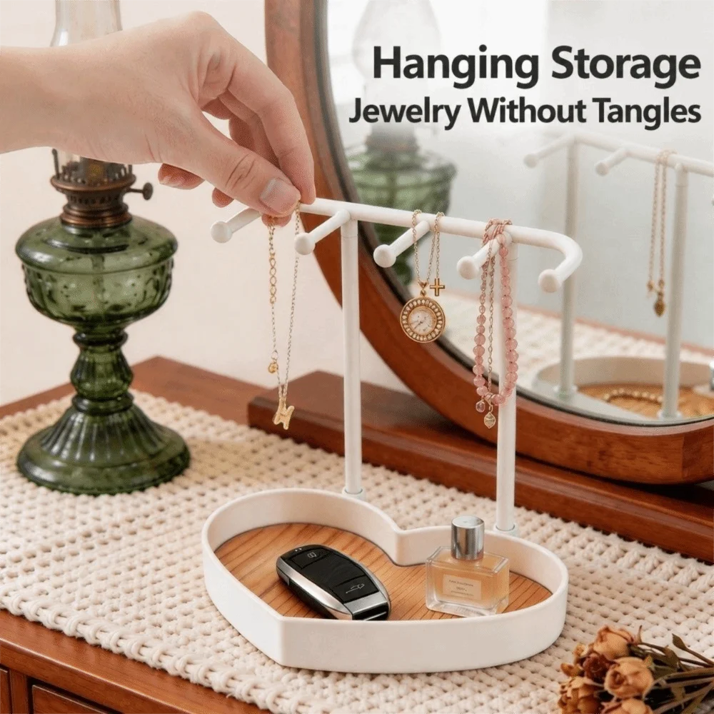 Multi-Color Jewelry Storage Box Heart-Shaped Vintage Makeup Desk Jewelry Stand Sturdy Multifunctional Desktop Display Stand