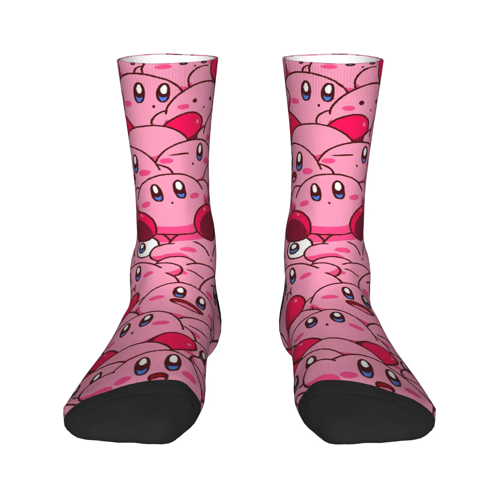 Kaus Kaki Olahraga Kartun Kasual K-Kirbys Kaus Kaki Tabung Tengah Poliester untuk Wanita Pria Bernapas