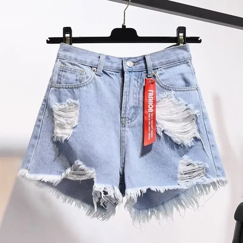 Summer New High-waisted Denim Shorts Female Loose Broken Wide Leg Thin Style A-word Hot Pants Women's Jean Shorts