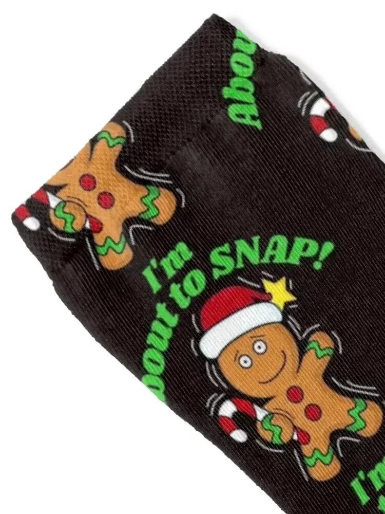 I'm About to SNAP! Gingerbread black or dark bg Socks christmas gifts kids Socks Women's Men's