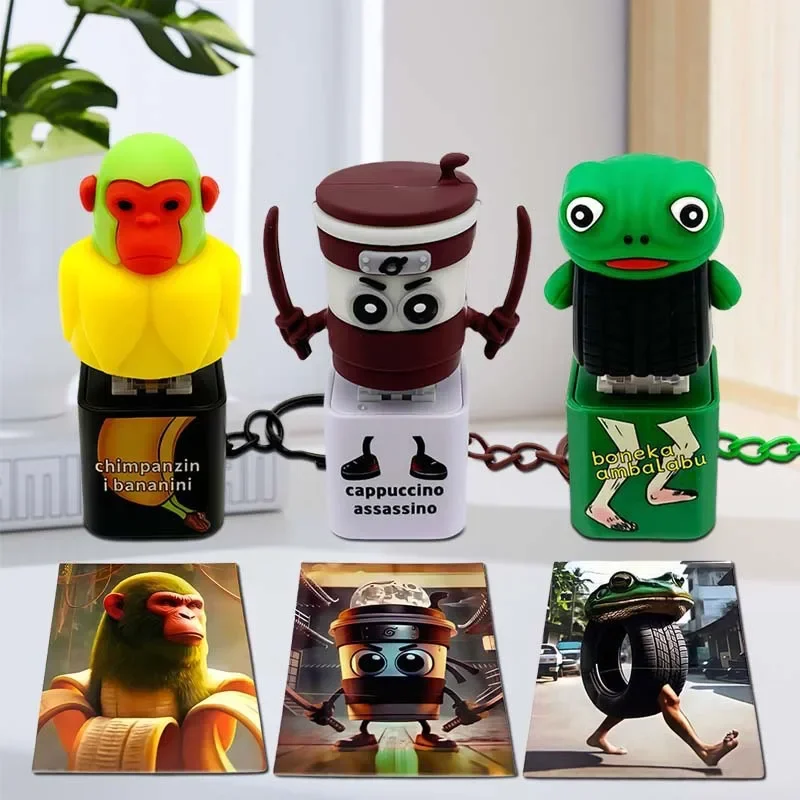 

Tung Tung Tung Sahur Keychain Vioce LED Key Press Button Italian Brainrot Tralalero Tralala Shark Bag Pendants Key Accessories.