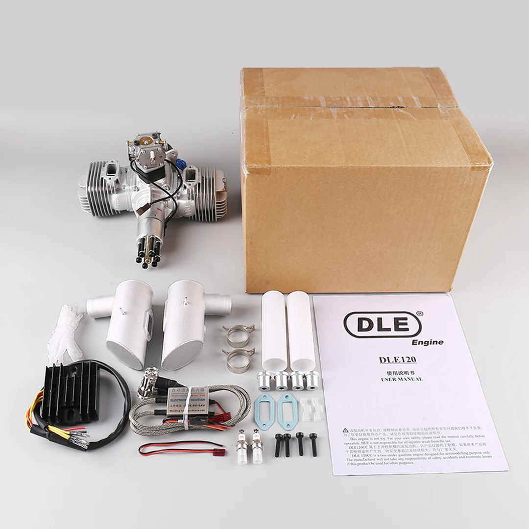 DLE120 Drone Model Engine Dual Cylinder Two-Stroke 120CC Displacement 180W Power Generation System